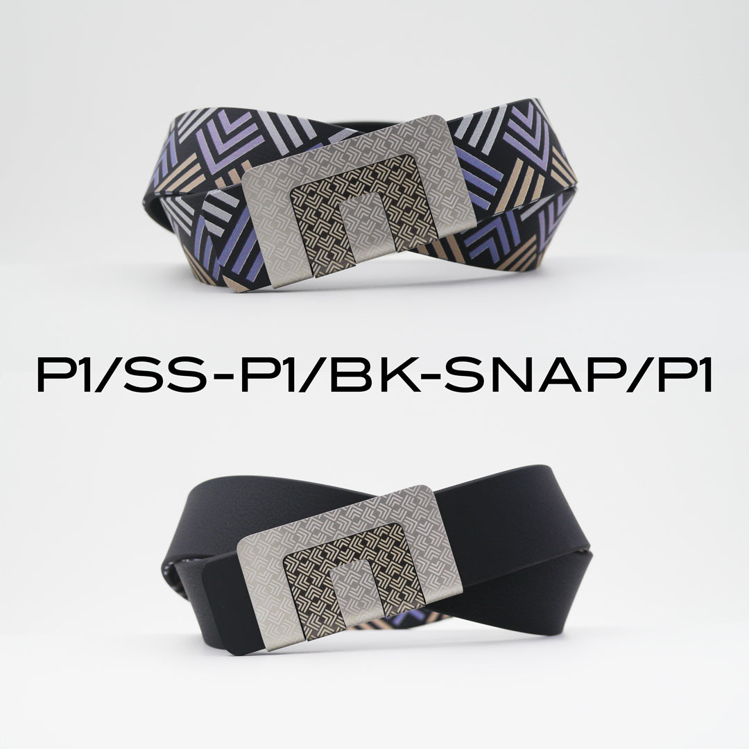 MIN BELT - SILVER P1 BUCKLE, BLACK P1 STRAP